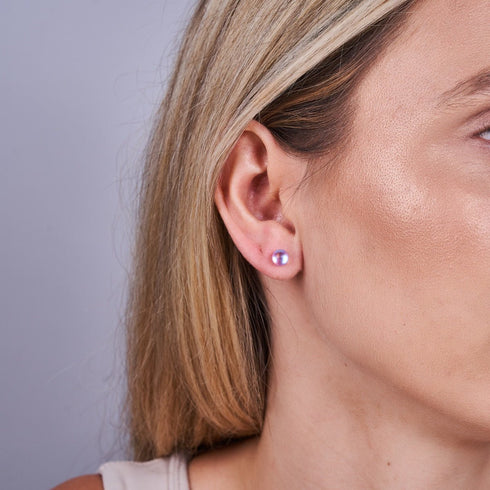 Pink | .925 Sterling Silver | Mermaid Glass Mini Stud Earrings